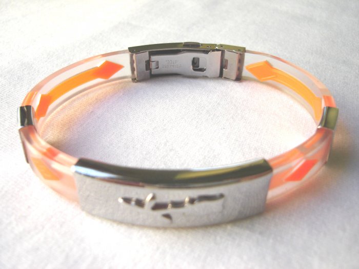 Free shipping--Stainless Steel And Rubber Bracelet