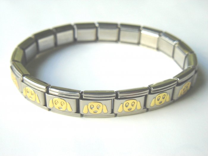 Free shipping--Steel And Goldtone 2-Tone Stretch Bracelet. 4 Pcs/Lot