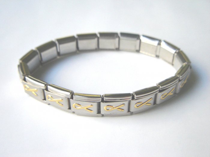 Free shipping--Steel And Goldtone 2-Tone Stretch Bracelet. 4 Pcs/Lot