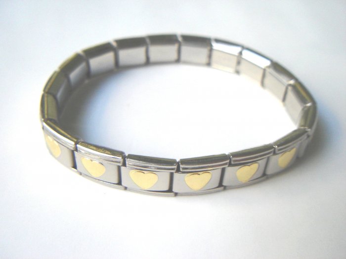 Free shipping--Steel And Goldtone 2-Tone Stretch Bracelet 4 Pcs/Lot