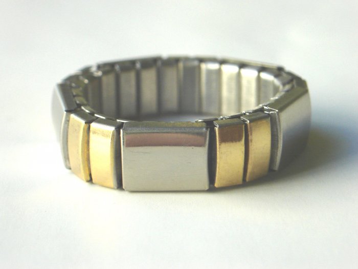 RHY-6005 Steel And Goldtone 2-Tone Stretch Ring