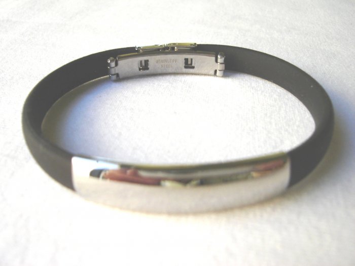 BHY-2035 Stainless Steel And Rubber Bracelet