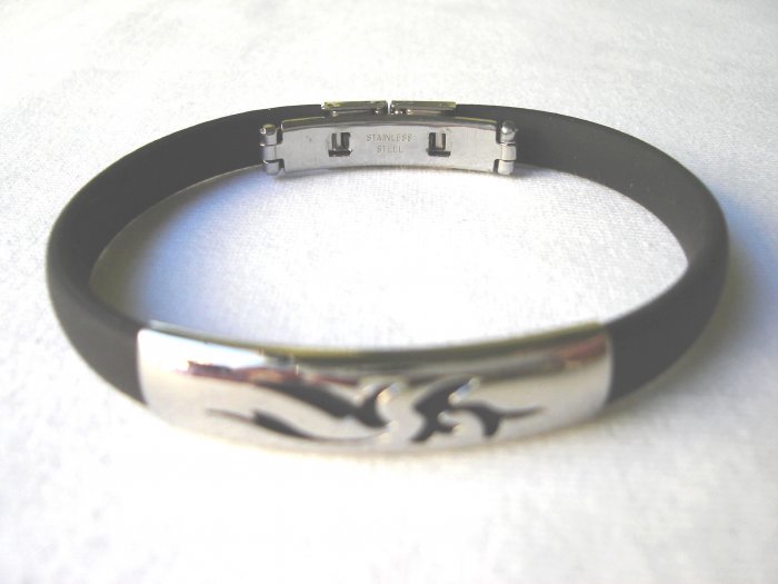 BHY-2034 Stainless Steel And Rubber Bracelet
