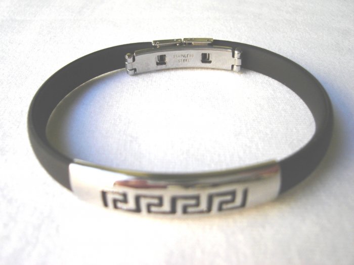 BHY-2032 Stainless Steel And Rubber Bracelet