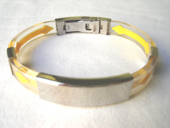 Free shipping--Stainless Steel And Rubber Bracelet