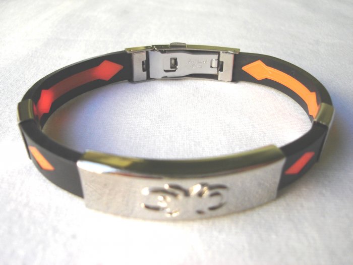 Free shipping--Stainless Steel And Rubber Bracelet