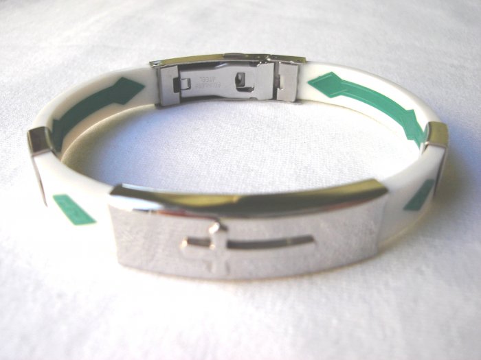 Free shipping--Stainless Steel And Rubber Bracelet