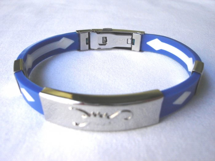 Free shipping--Stainless Steel And Rubber Bracelet