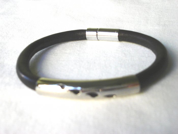 Free shipping--Stainless Steel & Genuine Leather Bracelet