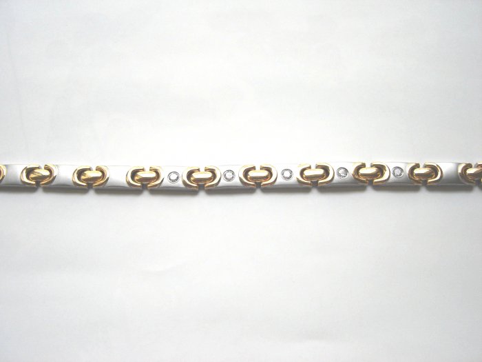 BHD-8003 Titanium and Goldtone 2-Tone CZ Bracelet