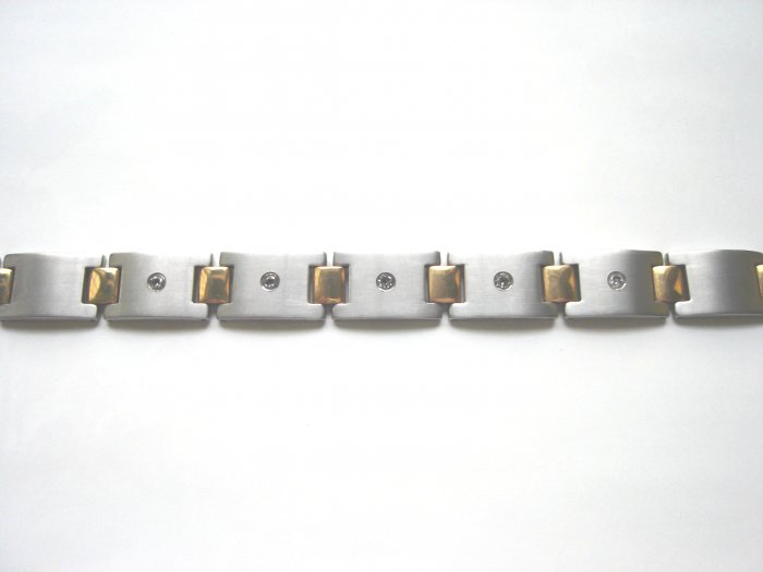 BHD-8004 Titanium and Gold-Plated 2-Tone CZ Bracelet