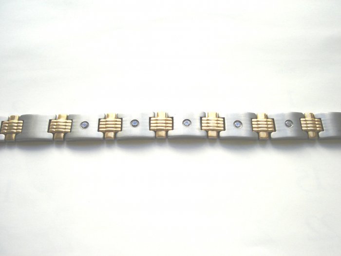 BHD-8001 Titanium and Gold-Plated 2-Tone CZ Bracelet