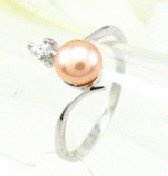 Free shipping---Silver, Pearl and CZ Ring