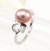Free shipping---Silver, Pearl and CZ Ring