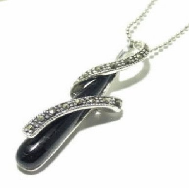Free shipping---Handmade Silver, Marcasite, Agate Pendant