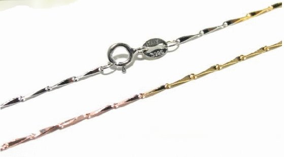 Free shipping--18K Tricolor Gold-Plated Sterling Silver Chain 18"