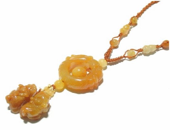 Free shipping---Yellow Jade Necklace With DropPendant