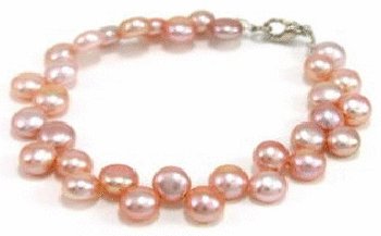 Free shipping---Golden Natural Pearl Bracelet With Lobster Clasp