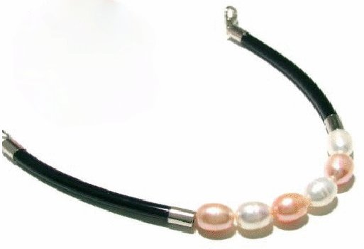 Free shipping---Natural Pearl and Leather Bracelet With Lobster Clasp