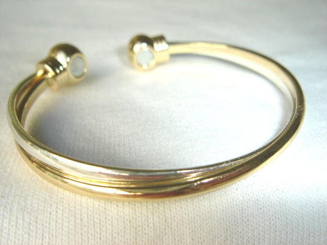 BWT-8004 Stainless Steel and Goldtone 2-Tone Cuff Bracelet
