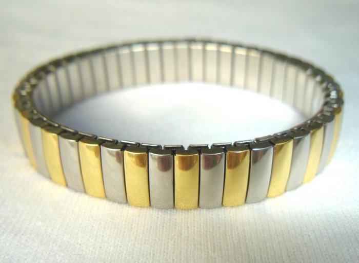Free shipping--4pcs/Lot Stainless Steel And Goldtone 2-Tone Stretch Bracelet