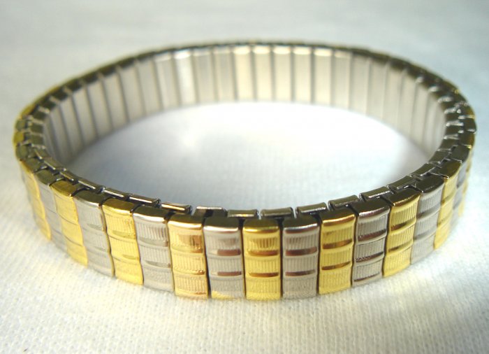 Free shipping--4pcs/Lot Stainless Steel And Goldtone 2-Tone Stretch Bracelet