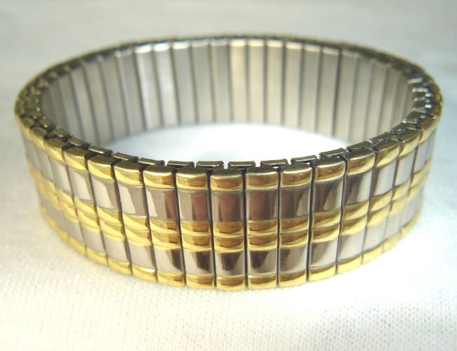 Free shipping--4pcs/Lot Stainless Steel And Goldtone 2-Tone Stretch Bracelet