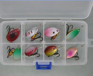 Free shipping--Lure Spinner Set of 8 pcs with Box