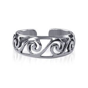 Free shipping--Pretty Filigree Swirl Toering Sterling Silver Toe Ring