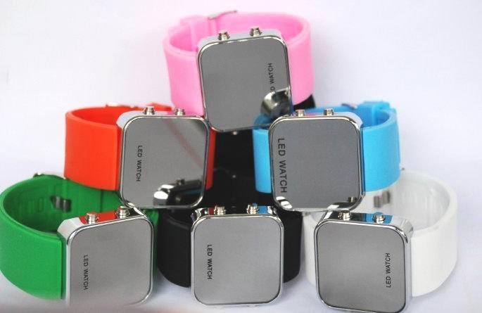 Free shipping---Mirrored Surface LED Watches 8pcs/lot