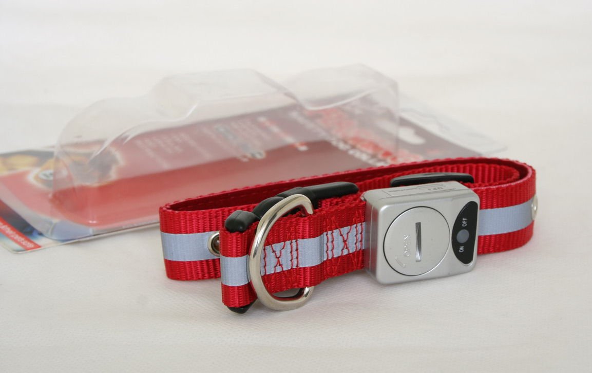 Free shipping--Led Flashing Pet Collar Fluorescent nylon webbing (Large)