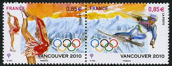 France Vancouver 2010 Olympics setenant pair, mnh