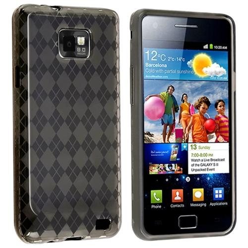 TPU Rubber Skin Case for Samsung Galaxy S i9100, Smoke Argyle