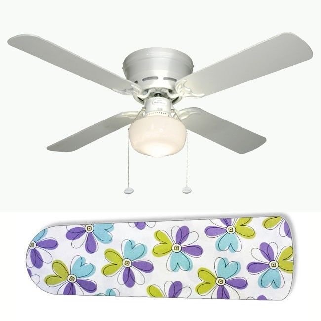 Blue Green Purple Flowers Ceiling Fan w/light or blades only or ceiling lamp