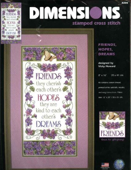 Friends, Hopes, Dreams Dimensions Stamped Cross Stitch Craft Kit