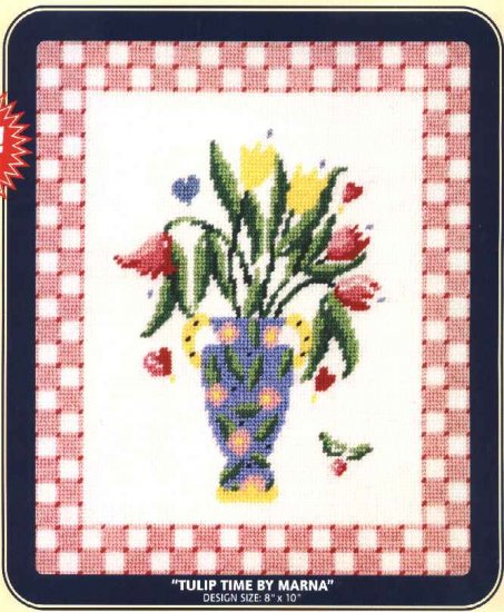DMC Needlepoint Canvas Pattern "Tulip Time by Marna" Pearl cotton Tapestry wool embroidery floss