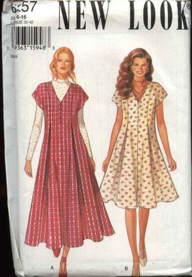 New Look Sewing Pattern 6257 Misses Size 6-16 Pleated Front Back Ties Dress Jumper