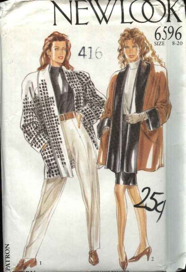 New Look Sewing Pattern 6596 Misses Size 8-20 Swing style Jacket