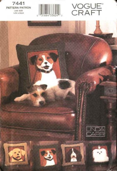Vogue Sewing Pattern 7441 Linda Carr âDogâ Theme Pillows Cushions