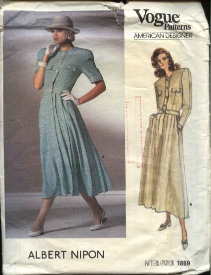 Vogue Sewing Pattern 1889 Misses Size 12 Albert Nipon Dress