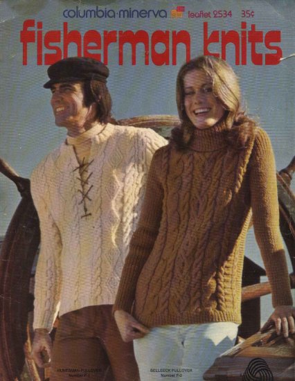 Columbia-Minerva Fisherman Knits #2534 Men Misses Sweaters Knitted
