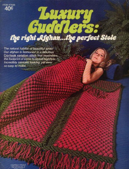 Luxury Cuddlers #7620 Cro-Hook Afghan Stole Boye Needle
