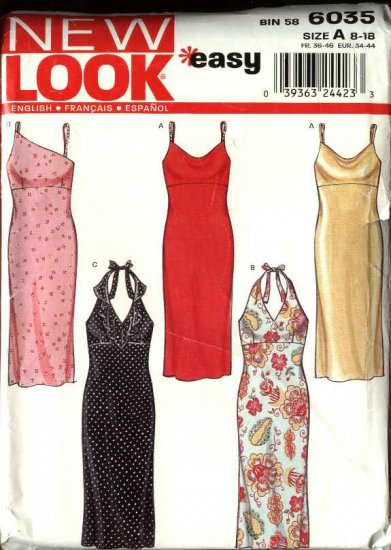 New Look Sewing Pattern 6035 Misses Size 8-18 Halter Summer Dresses Sundress