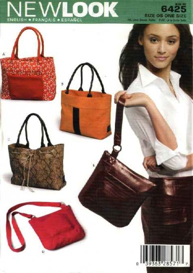 New Look Pattern 6425 Four Fashion Purses Bags Handbag Totes