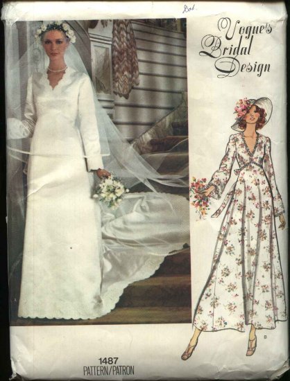 Vogue Sewing Pattern 1487 Misses Size 16 (c) 1960 Bridal Dress Wedding Gown Bridesmaid Train