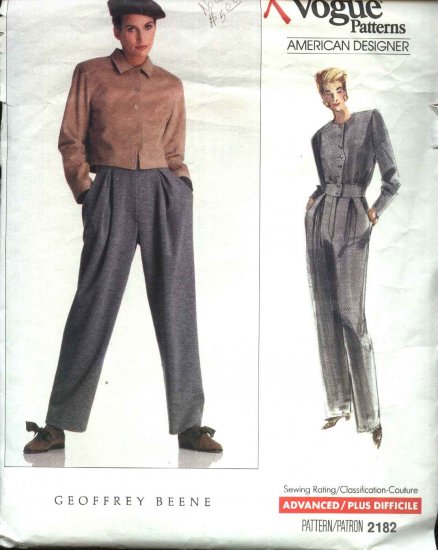 Vogue Sewing Pattern 2182 Misses Size 6-8-10 Jacket Jumpsuit Geoffrey Beene