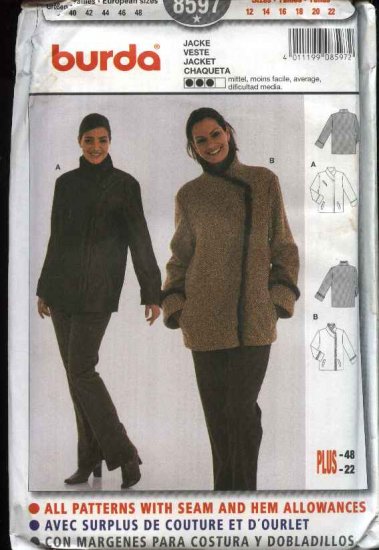 Burda Sewing Pattern 8597 Misses Size 12-22 Winter Lined Jacket