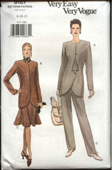 Vogue Sewing Pattern 9157 V9157 Misses Size 8-12 Easy Pants Skirt Jacket Suit Pantsuit