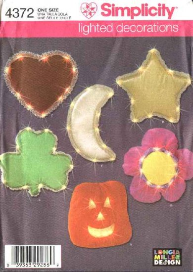 Simplicity Sewing Pattern 4372 Lighted Holiday Home Decorations Christmas Valentine's Day