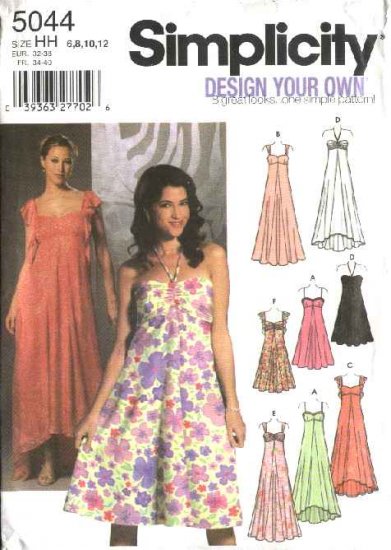 Simplicity Sewing Pattern 5044 Misses Size 6-12 Evening Dresses Formal Gowns